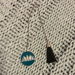 Elegant Teal Forest Pendant Bookmark